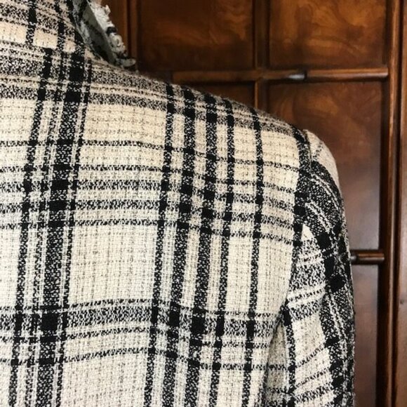 G by Giuliana Ivory Plaid Finge Trim Royal Crest Button Double Breasted Jacket - Picture 11 of 16